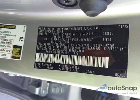 2025 Toyota Corolla Cross Hybrid S from USA, damaged, VIN 7MUFBABG6SV079412